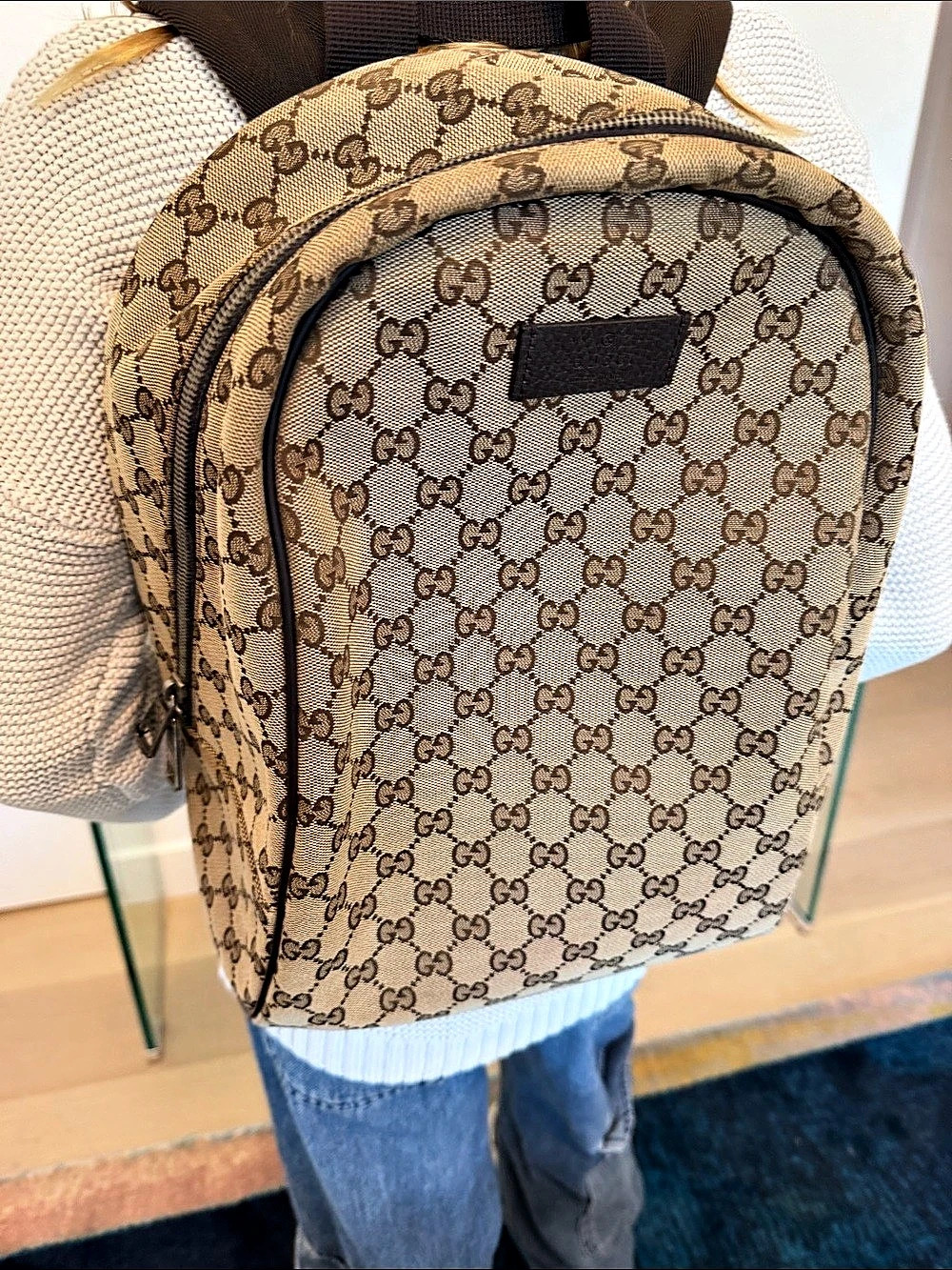 Gucci GG Canvas Backpack in Brown